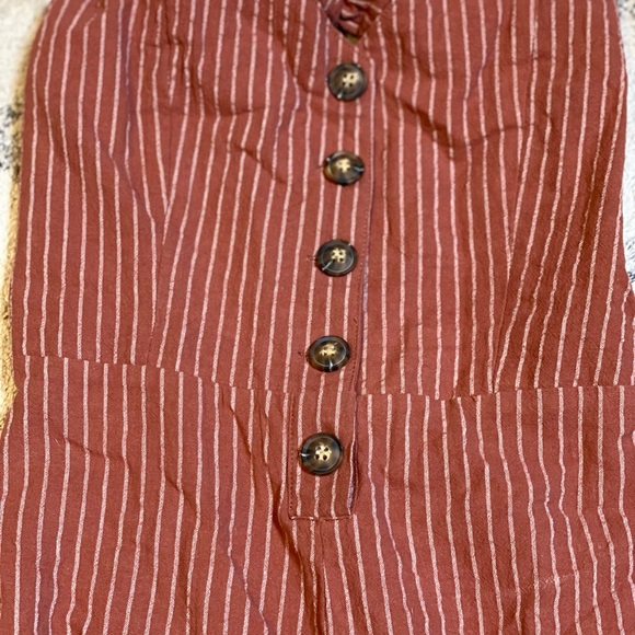 Long Stripe Front Button Romper - Picture 3 of 4